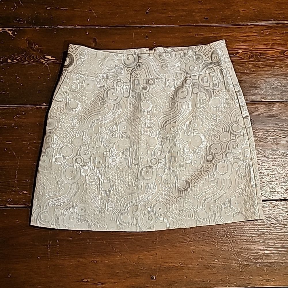 Banana Republic Size 6 Pencil Skirt Silver Sparkle Short Mini Lined